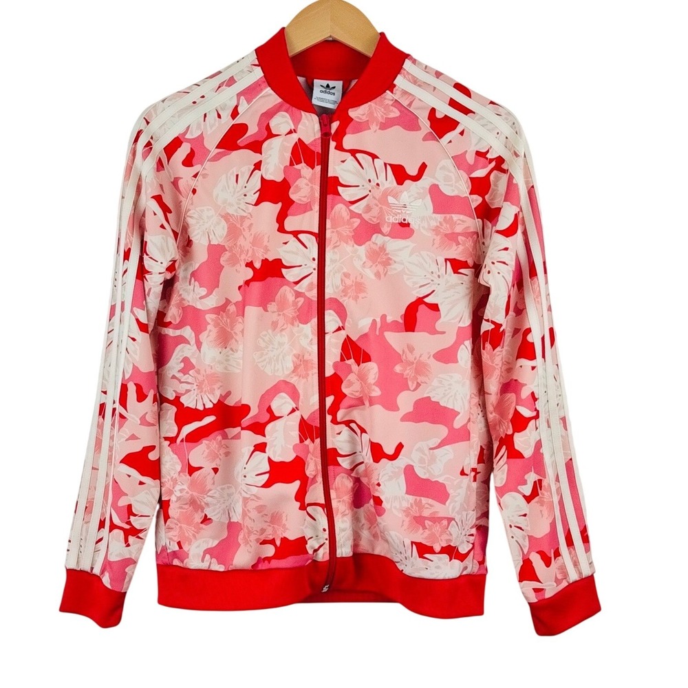 adidas Pink & Red Floral Print Bomber Jacket